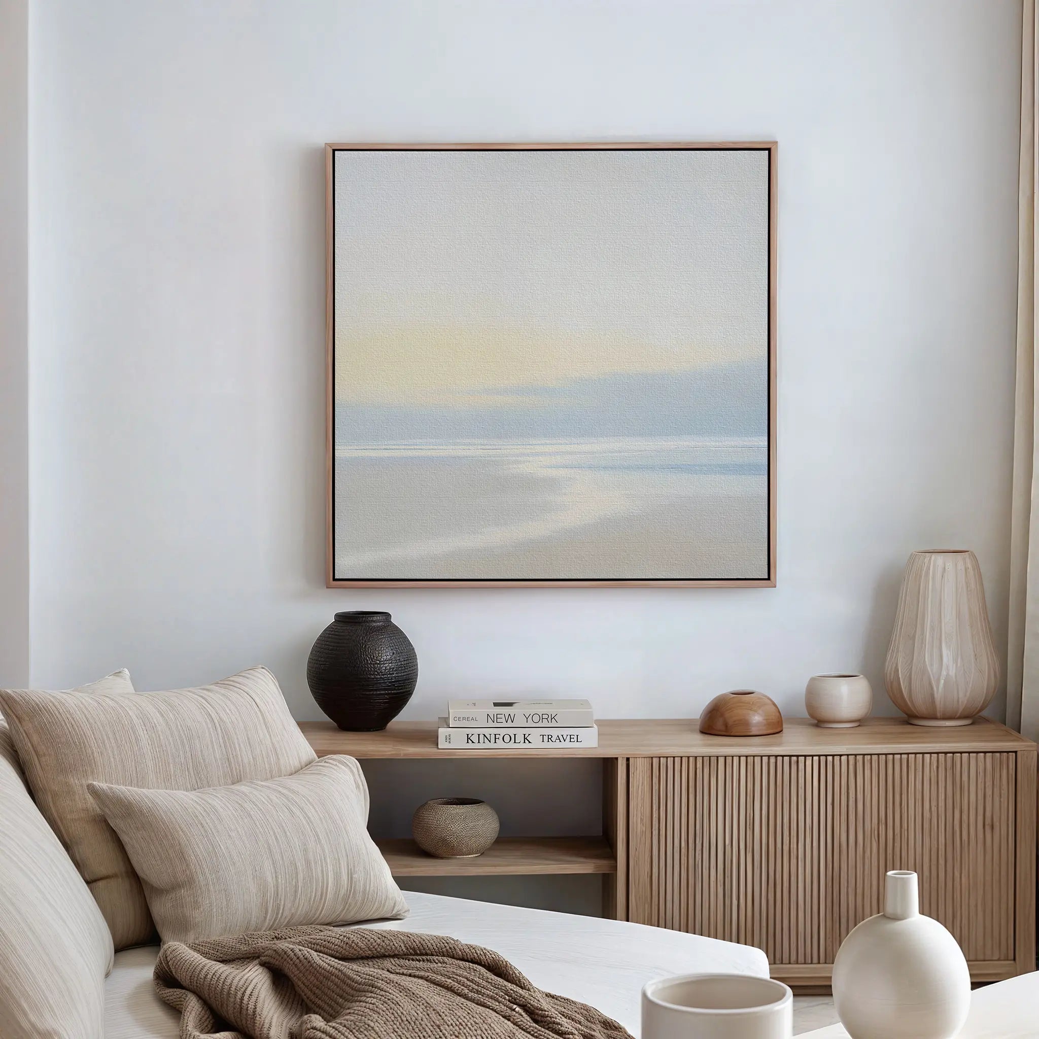 Whispers of the Tide – blue coastal canvas wall art print by Aspire Prints