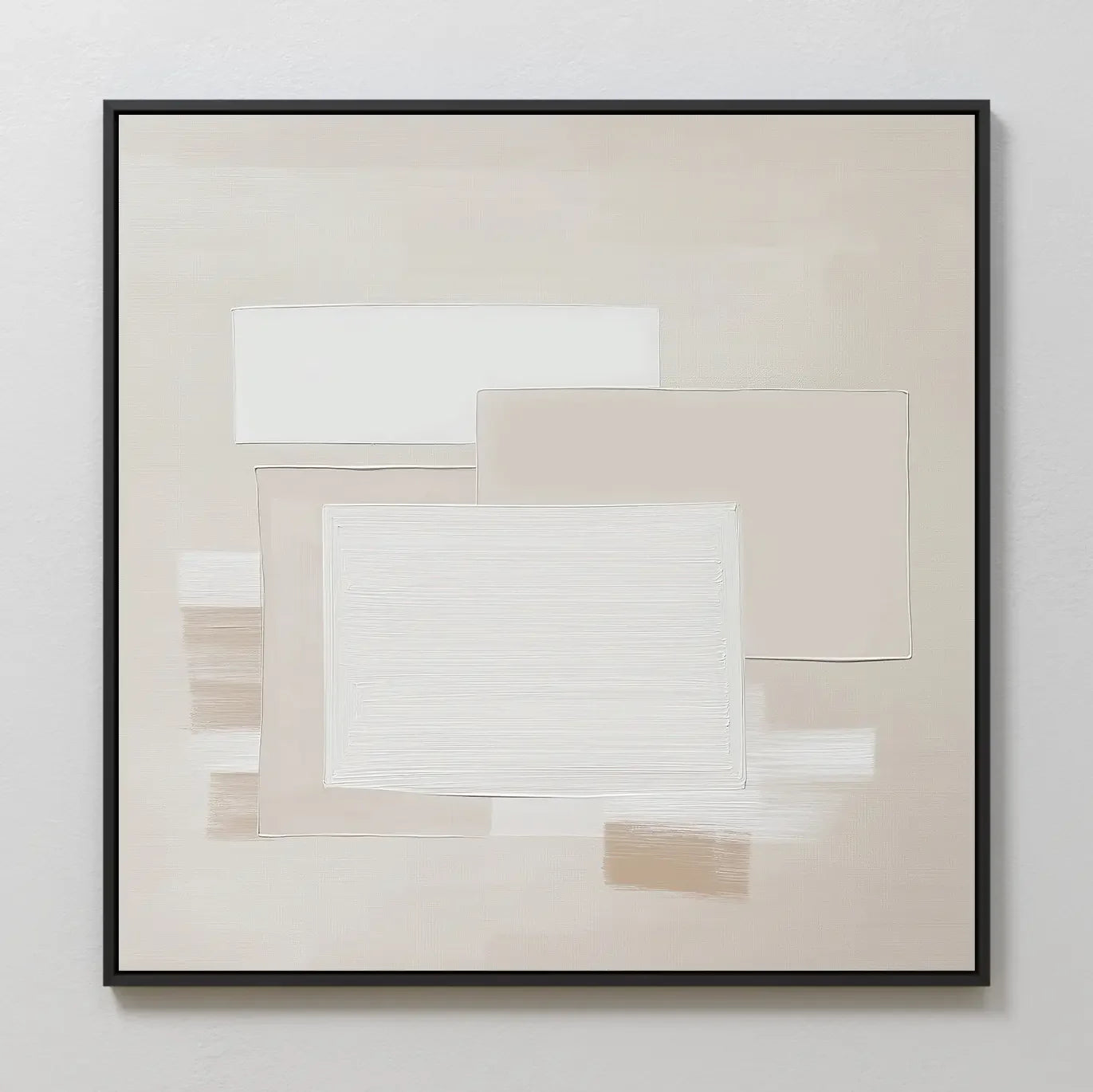 Whispers in Cream – beige and white abstract canvas wall art print by Aspire Prints