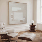 Whispers in Cream – beige and white abstract canvas wall art print by Aspire Prints