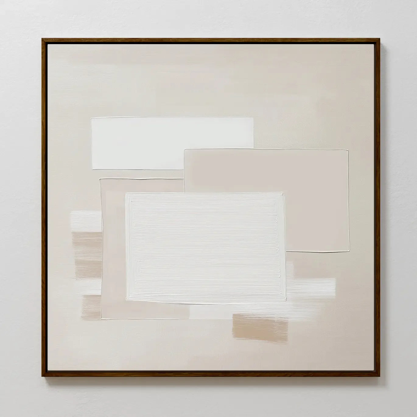 Whispers in Cream – beige and white abstract canvas wall art print by Aspire Prints