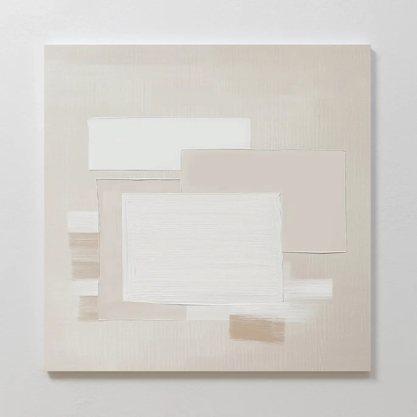 Whispers in Cream – beige and white abstract canvas wall art print by Aspire Prints