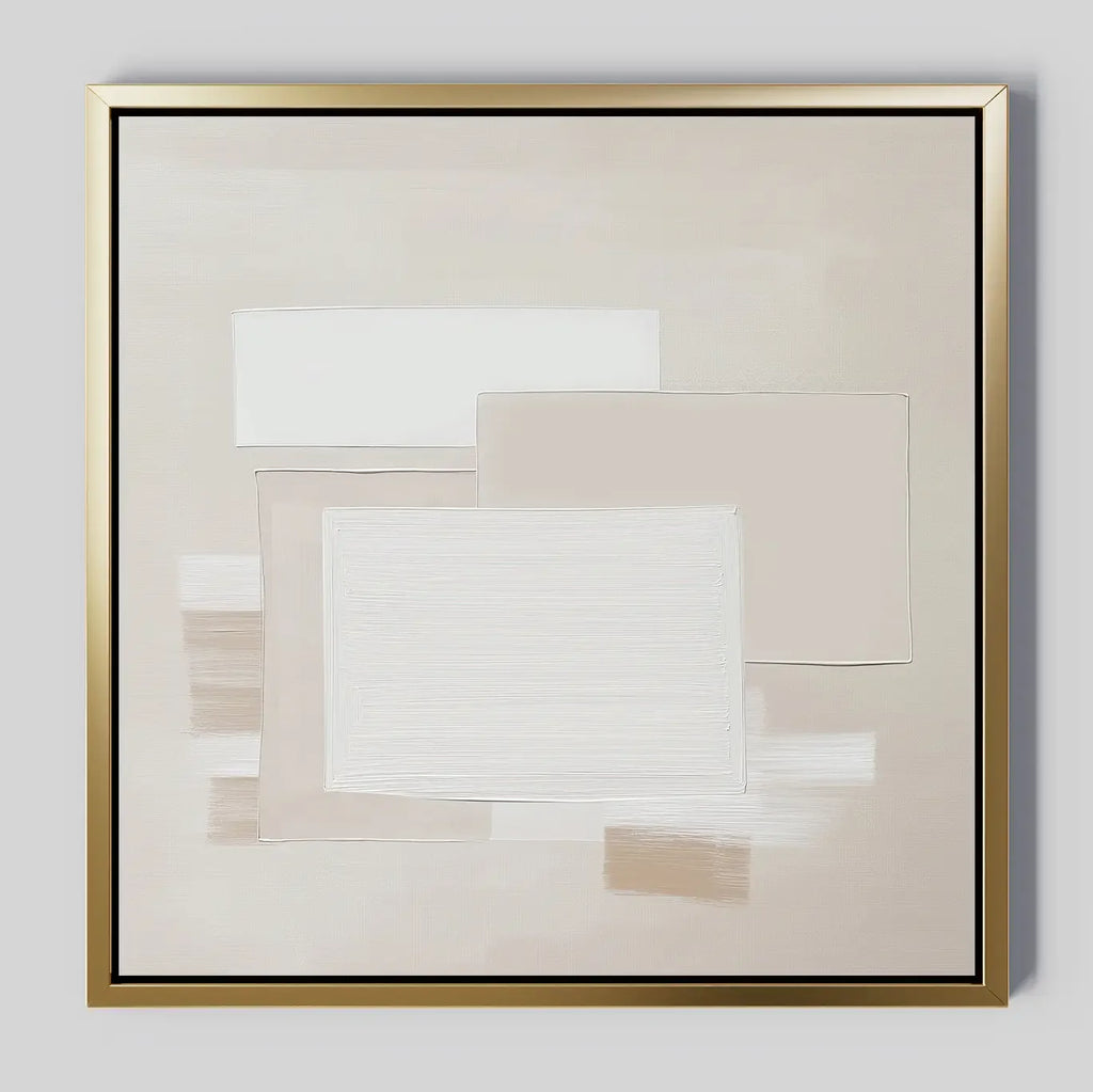 Whispers in Cream – beige and white abstract canvas wall art print by Aspire Prints