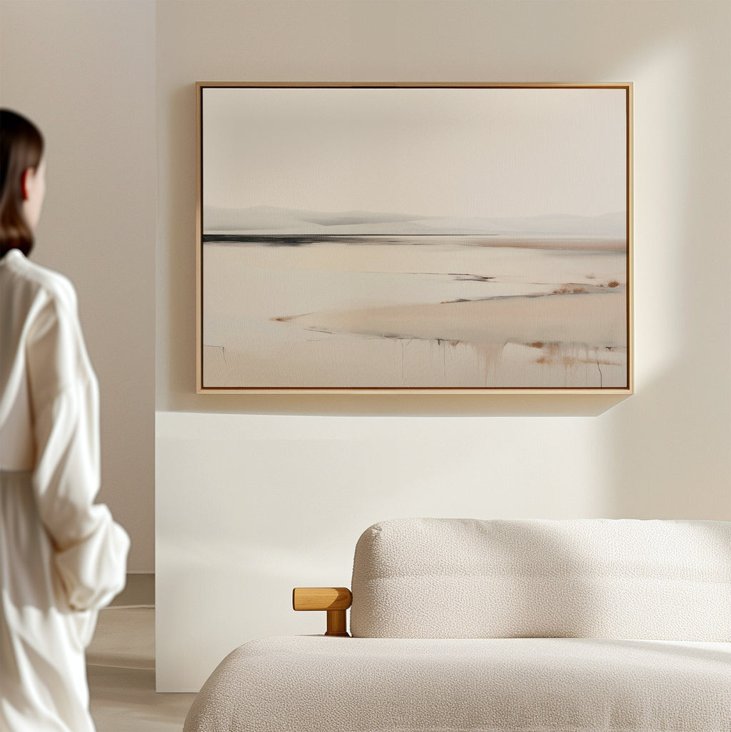 Whispering Hills at First Light – beige and white landscape canvas wall art print by Aspire Prints