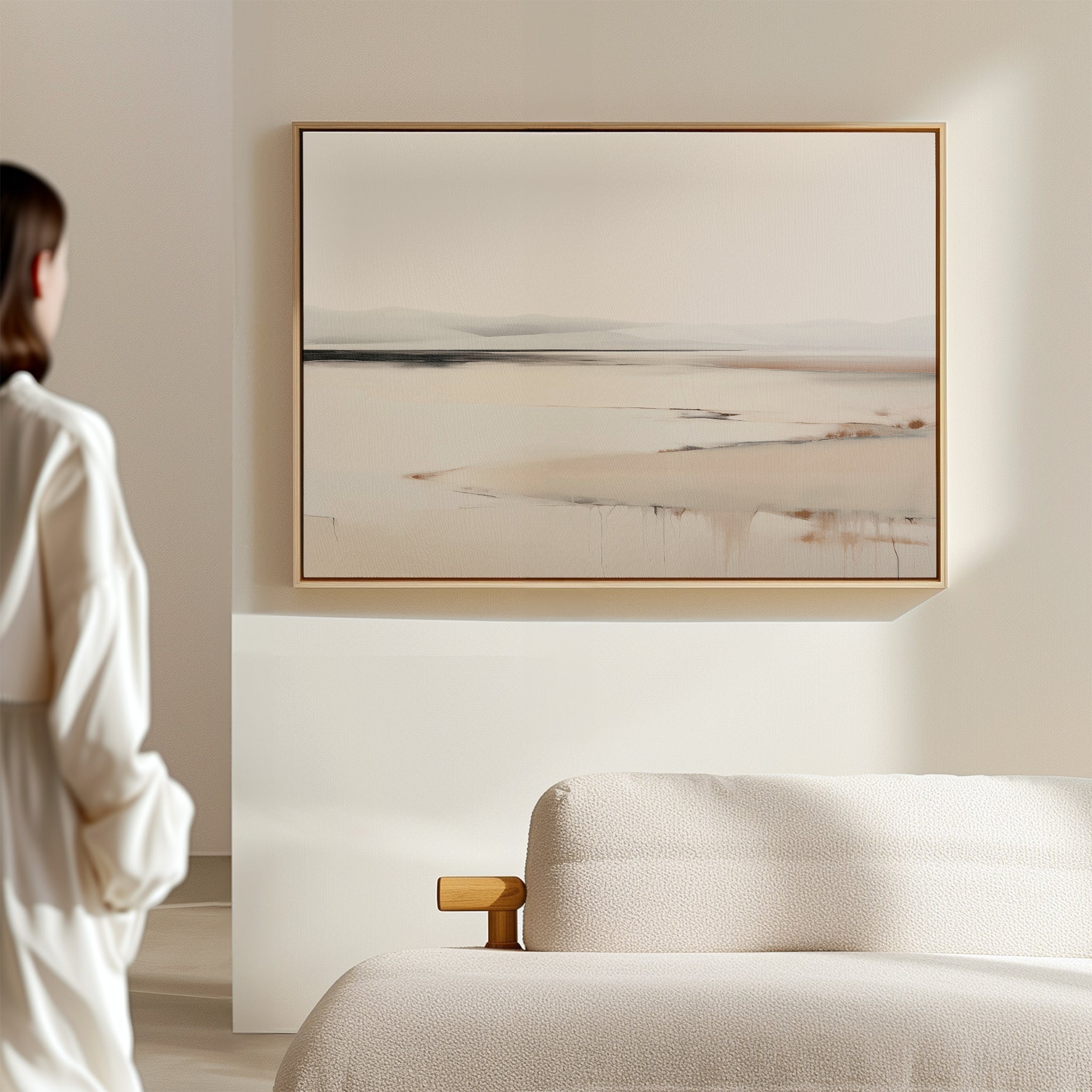 Whispering Hills at First Light – beige and white landscape canvas wall art print by Aspire Prints