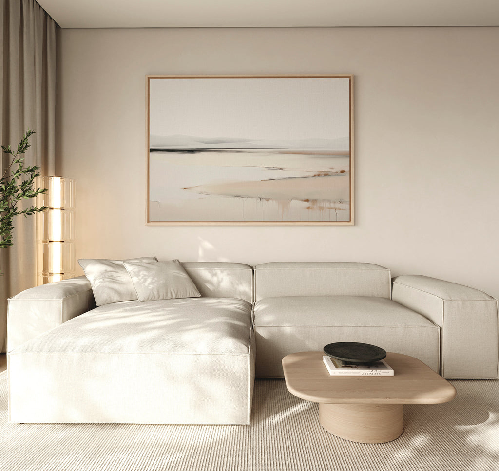 Whispering Hills at First Light – beige and white landscape canvas wall art print by Aspire Prints