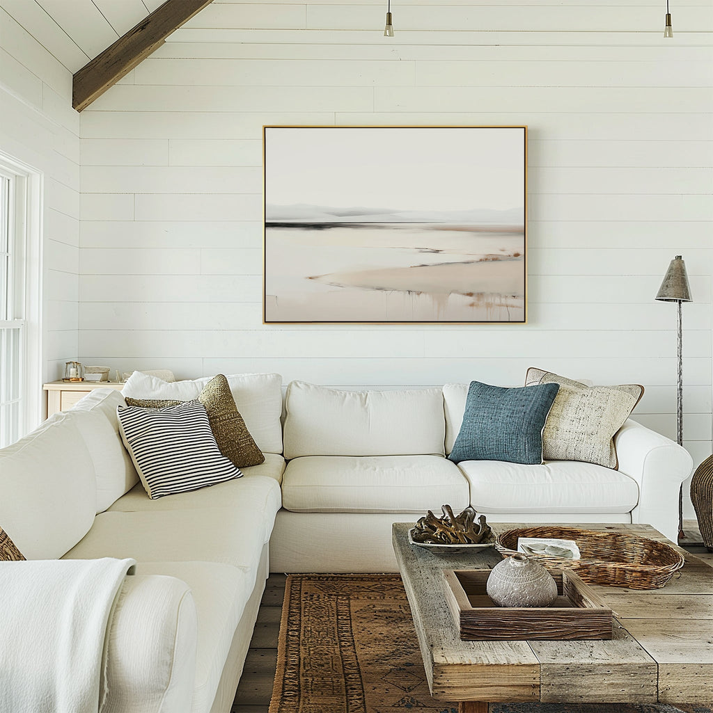Whispering Hills at First Light – beige and white landscape canvas wall art print by Aspire Prints