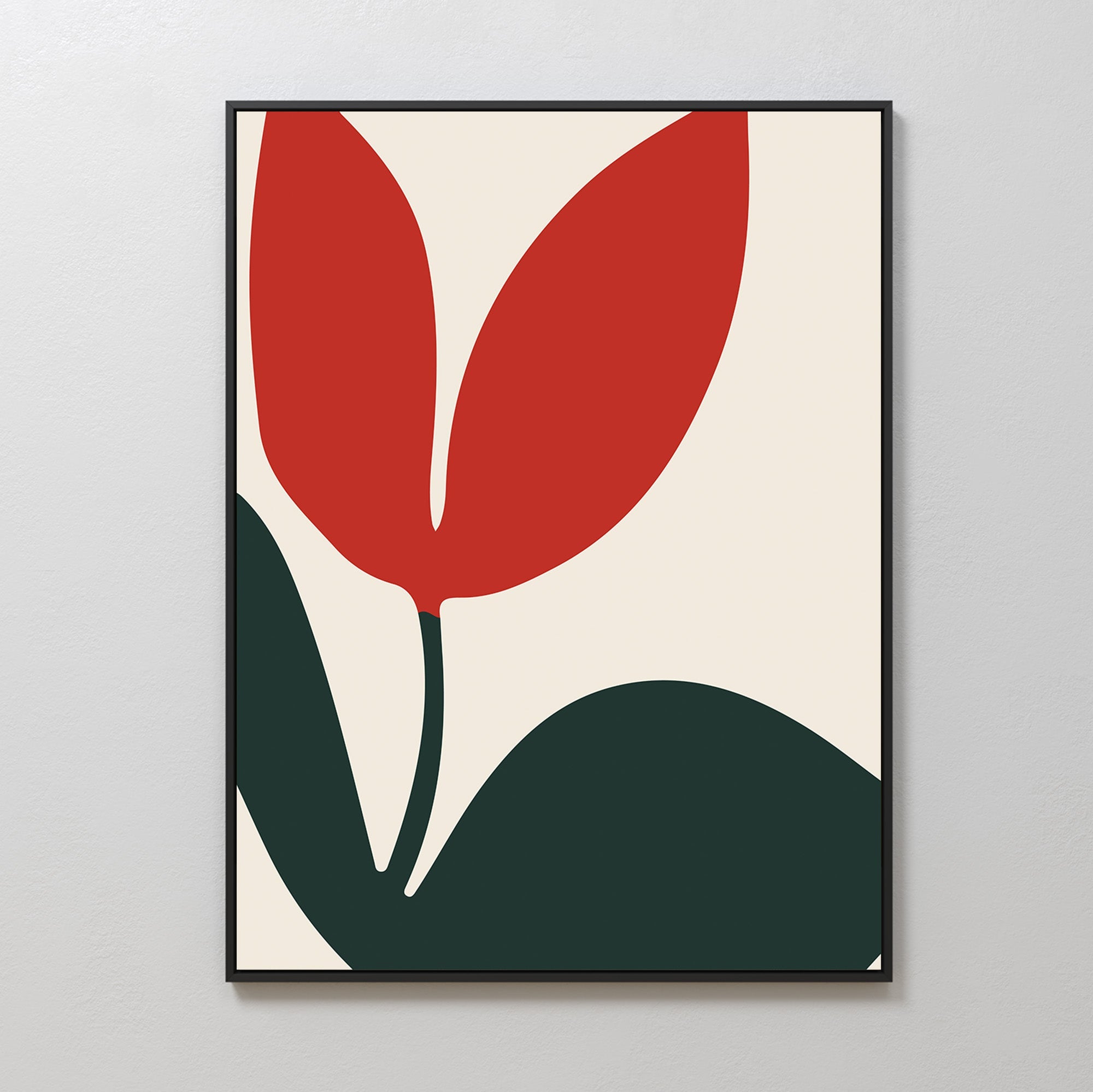 Crimson Bloom Whisper – green botanical canvas wall art print by Aspire Prints