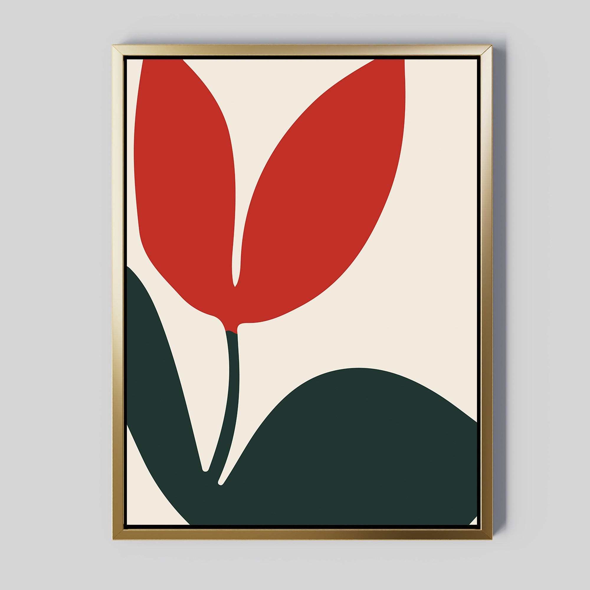Crimson Bloom Whisper – green botanical canvas wall art print by Aspire Prints