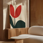 Crimson Bloom Whisper – green botanical canvas wall art print by Aspire Prints
