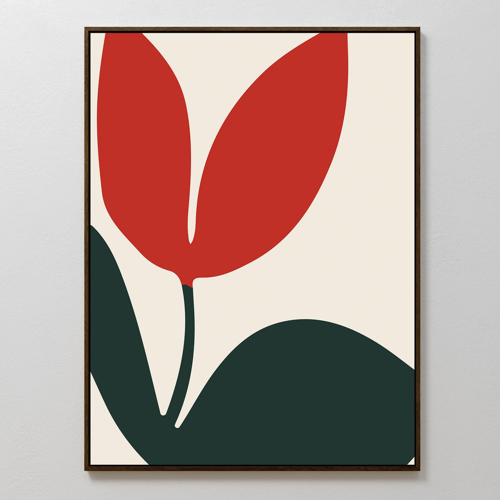 Crimson Bloom Whisper – green botanical canvas wall art print by Aspire Prints