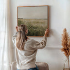 Whispering Reeds at Riverbend Canvas Print – green vintage canvas wall art print by Aspire Prints