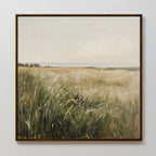 Whispering Reeds at Riverbend Canvas Print – green vintage canvas wall art print by Aspire Prints