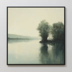 Whispers of the Mistbound River – green vintage canvas wall art print by Aspire Prints
