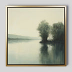 Whispers of the Mistbound River – green vintage canvas wall art print by Aspire Prints