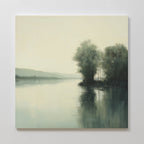 Whispers of the Mistbound River – green vintage canvas wall art print by Aspire Prints