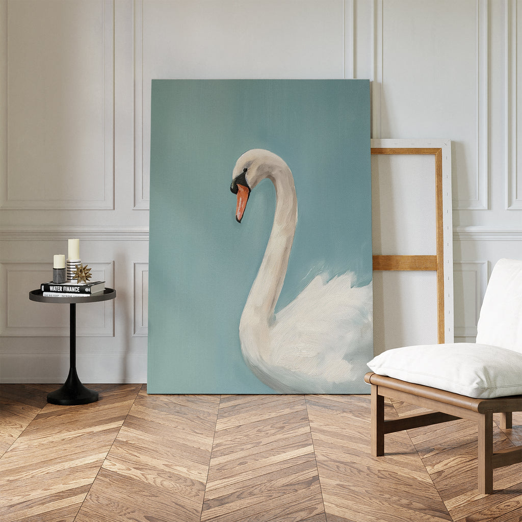 Whisper of the Still Lake – blue vintage canvas wall art print by Aspire Prints