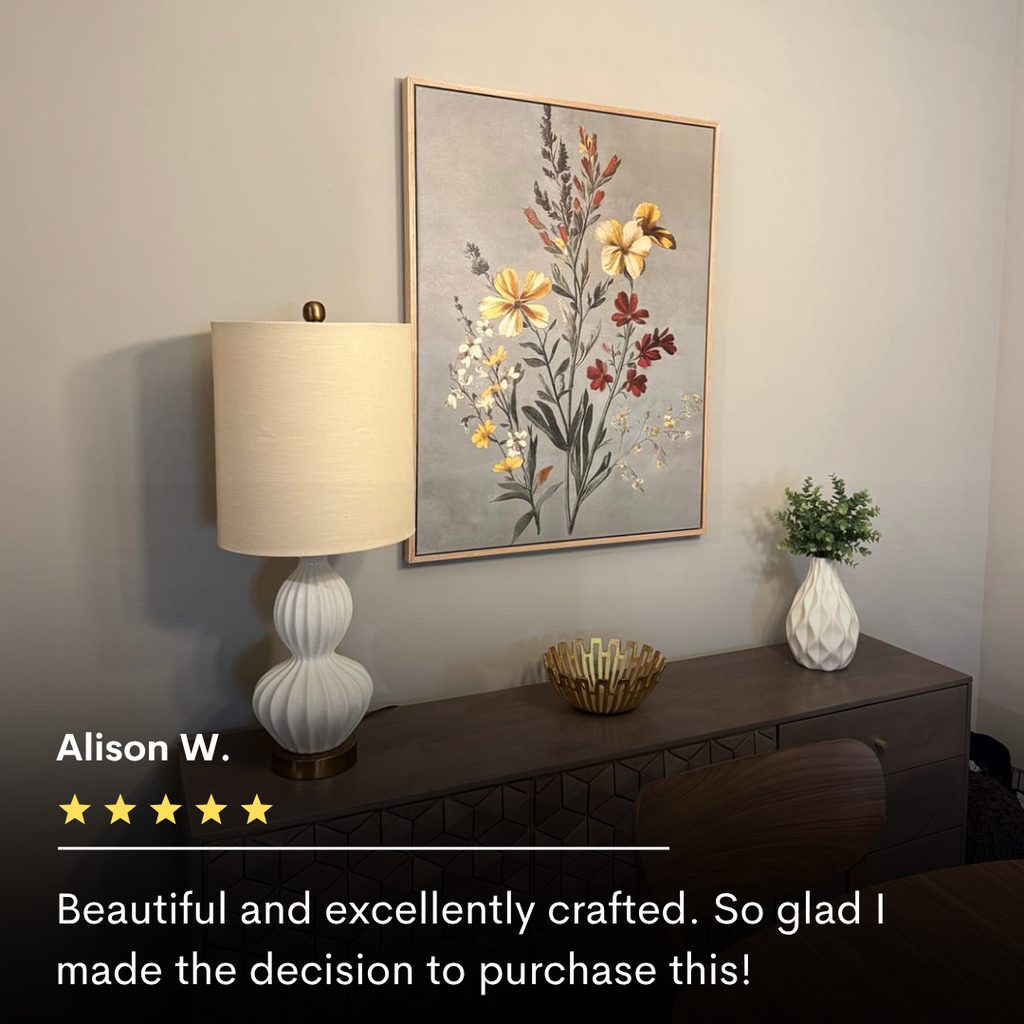 Whispers in Bloom – golden yellow botanical canvas wall art print by Aspire Prints