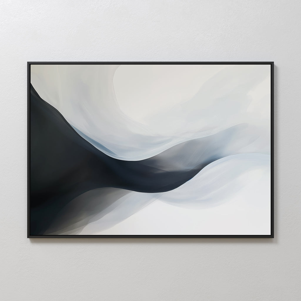 Whispering Tides – black and white abstract canvas wall art print by Aspire Prints