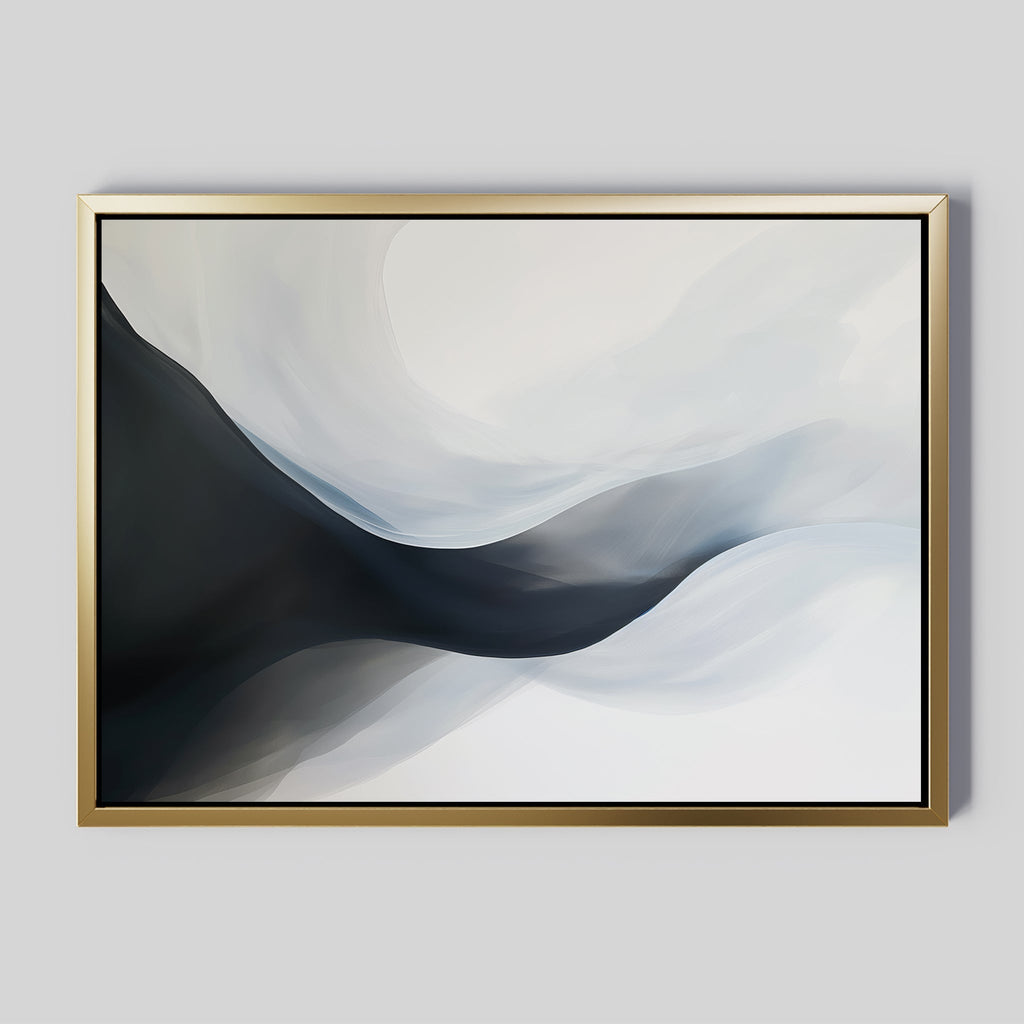 Whispering Tides – black and white abstract canvas wall art print by Aspire Prints