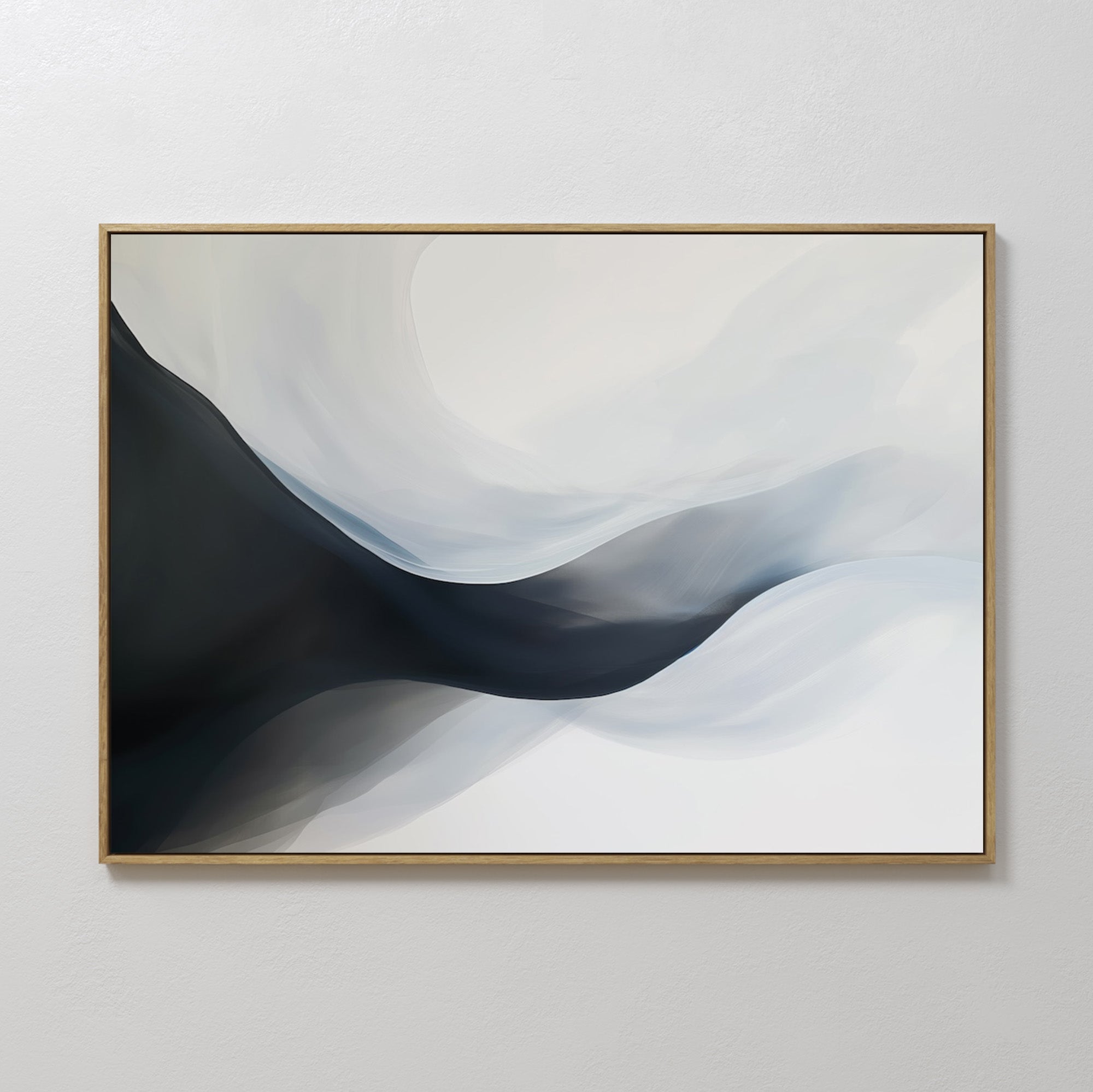 Whispering Tides – black and white abstract canvas wall art print by Aspire Prints