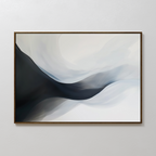 Whispering Tides – black and white abstract canvas wall art print by Aspire Prints