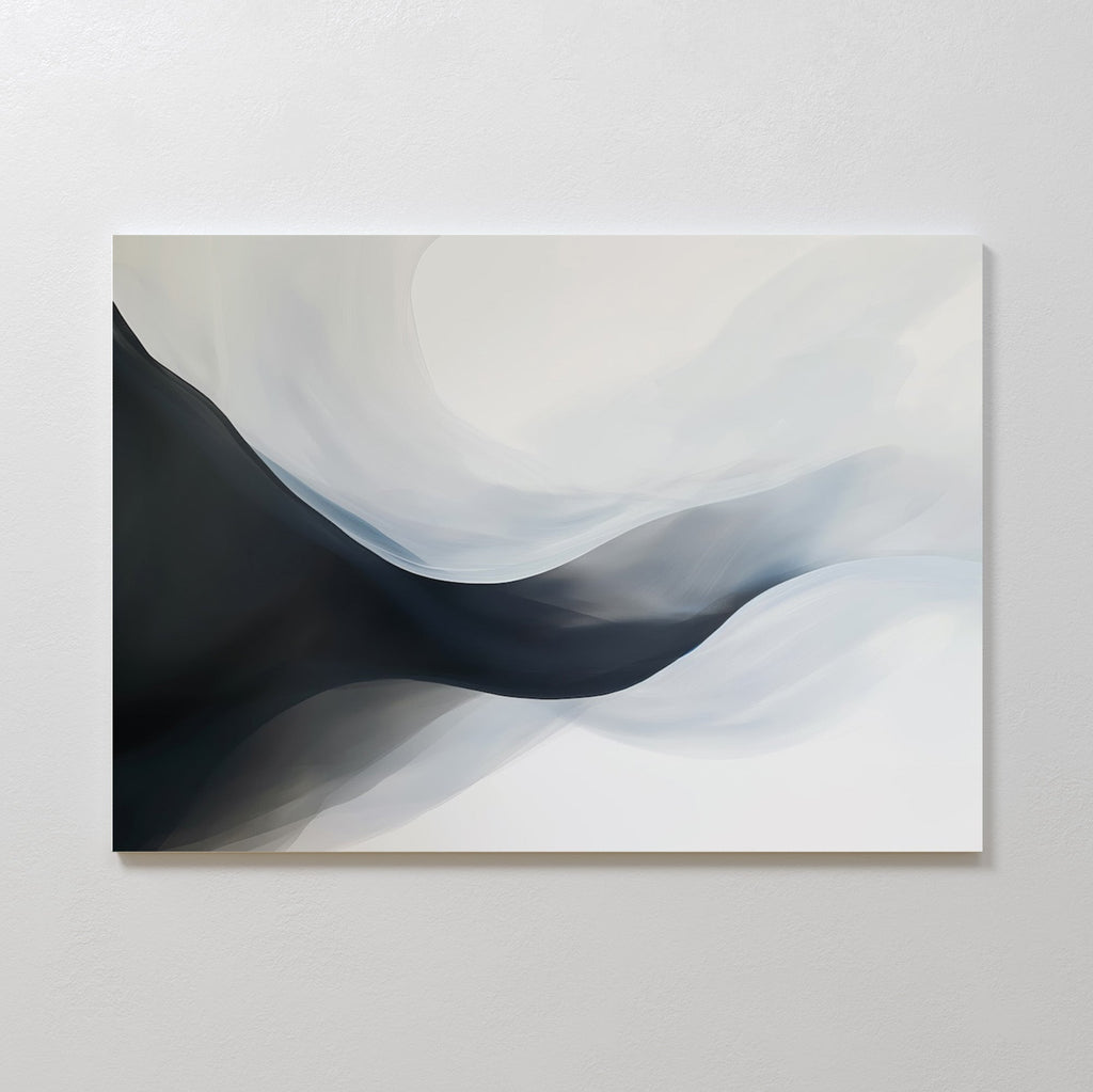 Whispering Tides – black and white abstract canvas wall art print by Aspire Prints