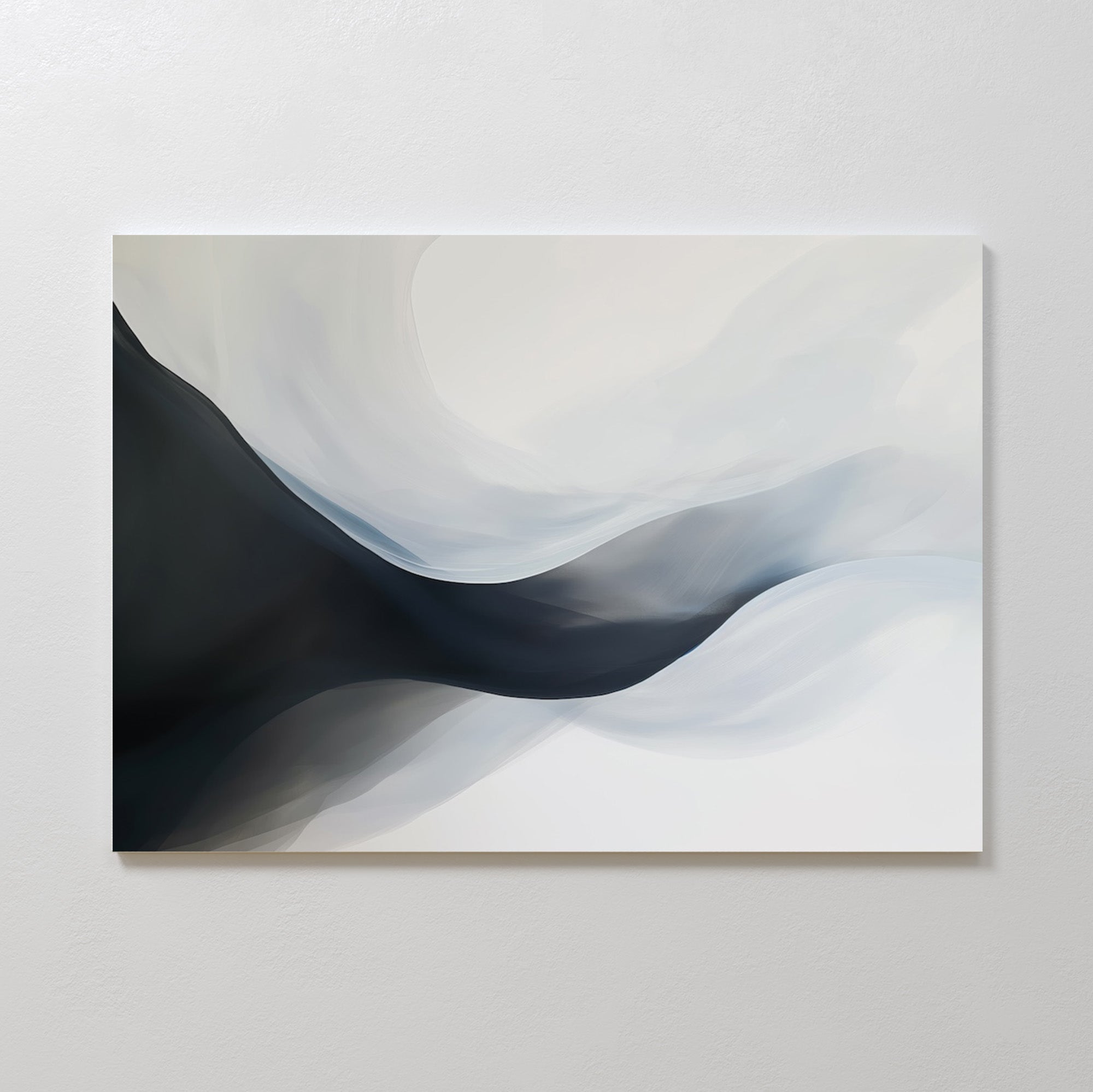 Whispering Tides – black and white abstract canvas wall art print by Aspire Prints