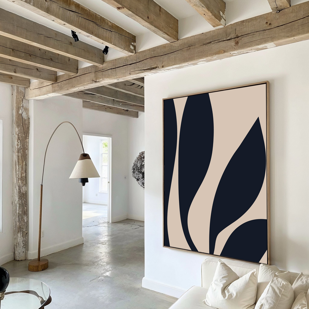 Midnight Foliage Whisper – blue botanical canvas wall art print by Aspire Prints