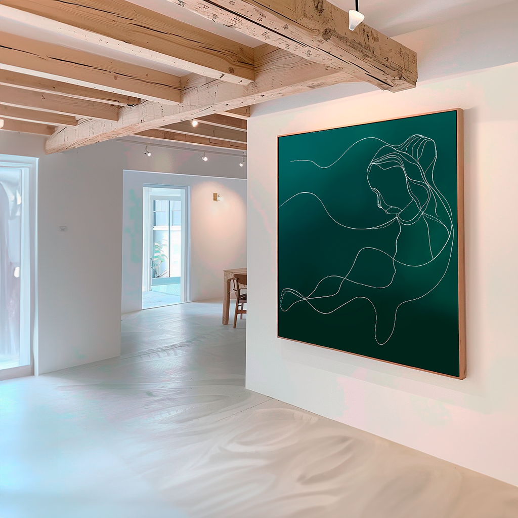 Whisper in Teal – blue abstract canvas wall art print by Aspire Prints
