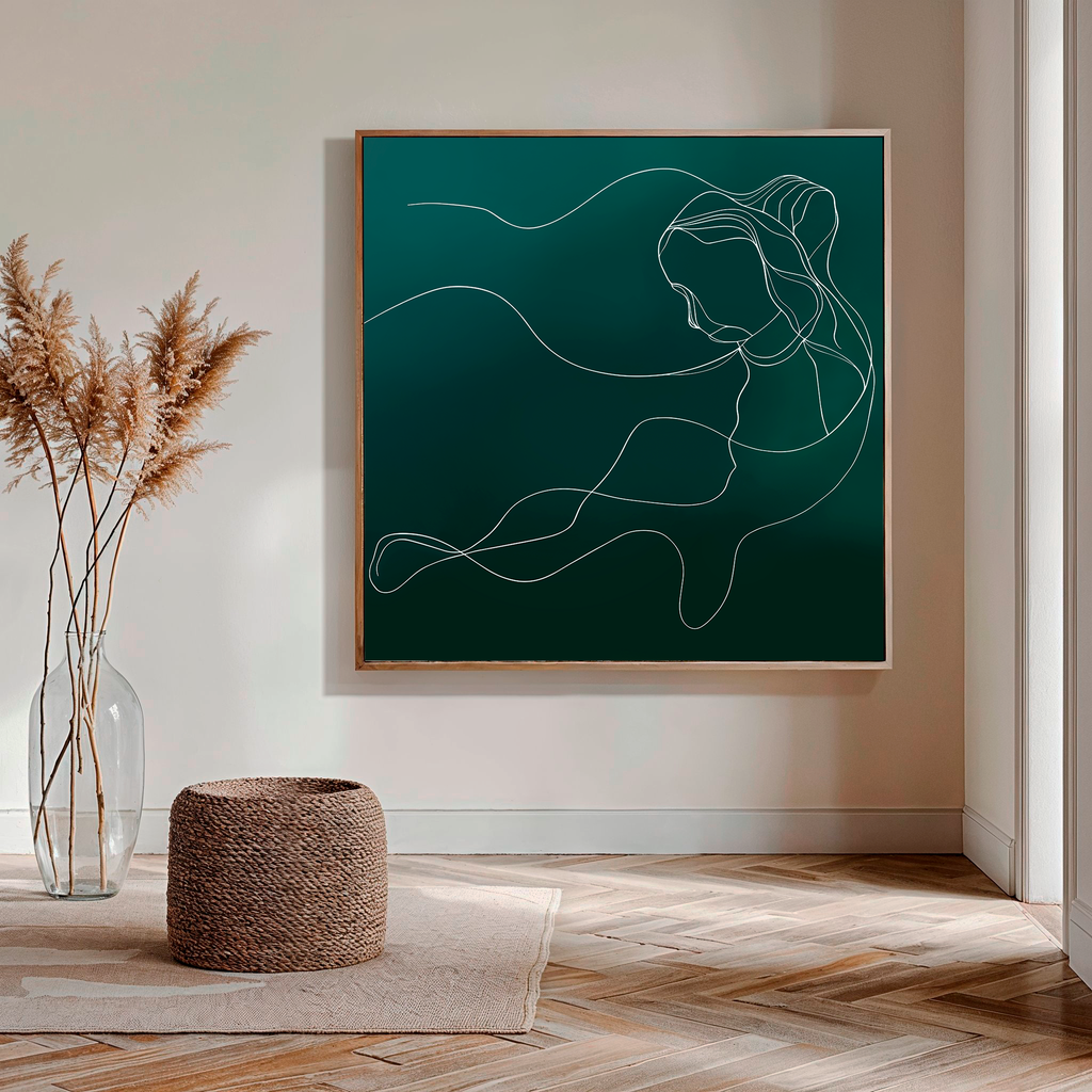 Whisper in Teal – blue abstract canvas wall art print by Aspire Prints