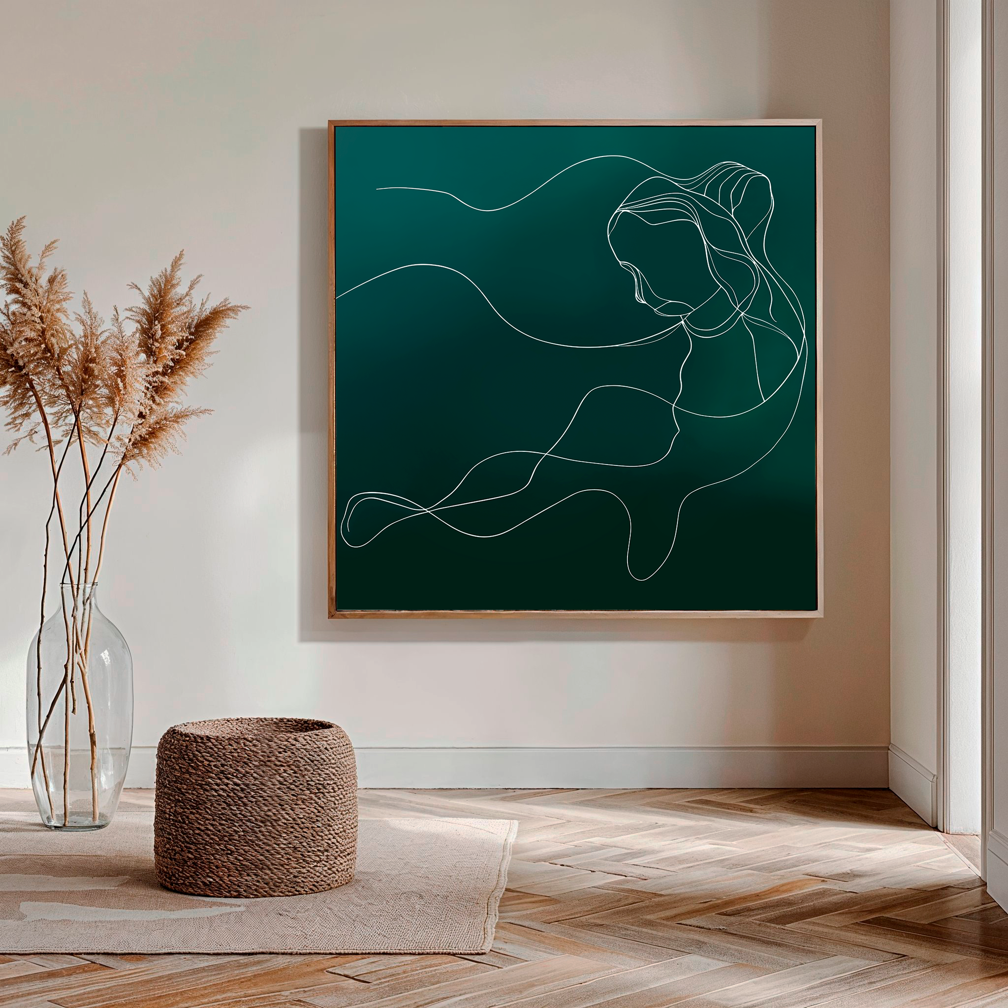 Whisper in Teal – blue abstract canvas wall art print by Aspire Prints