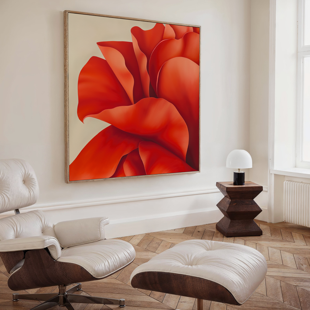 Crimson Bloom Whisper – red botanical canvas wall art print by Aspire Prints