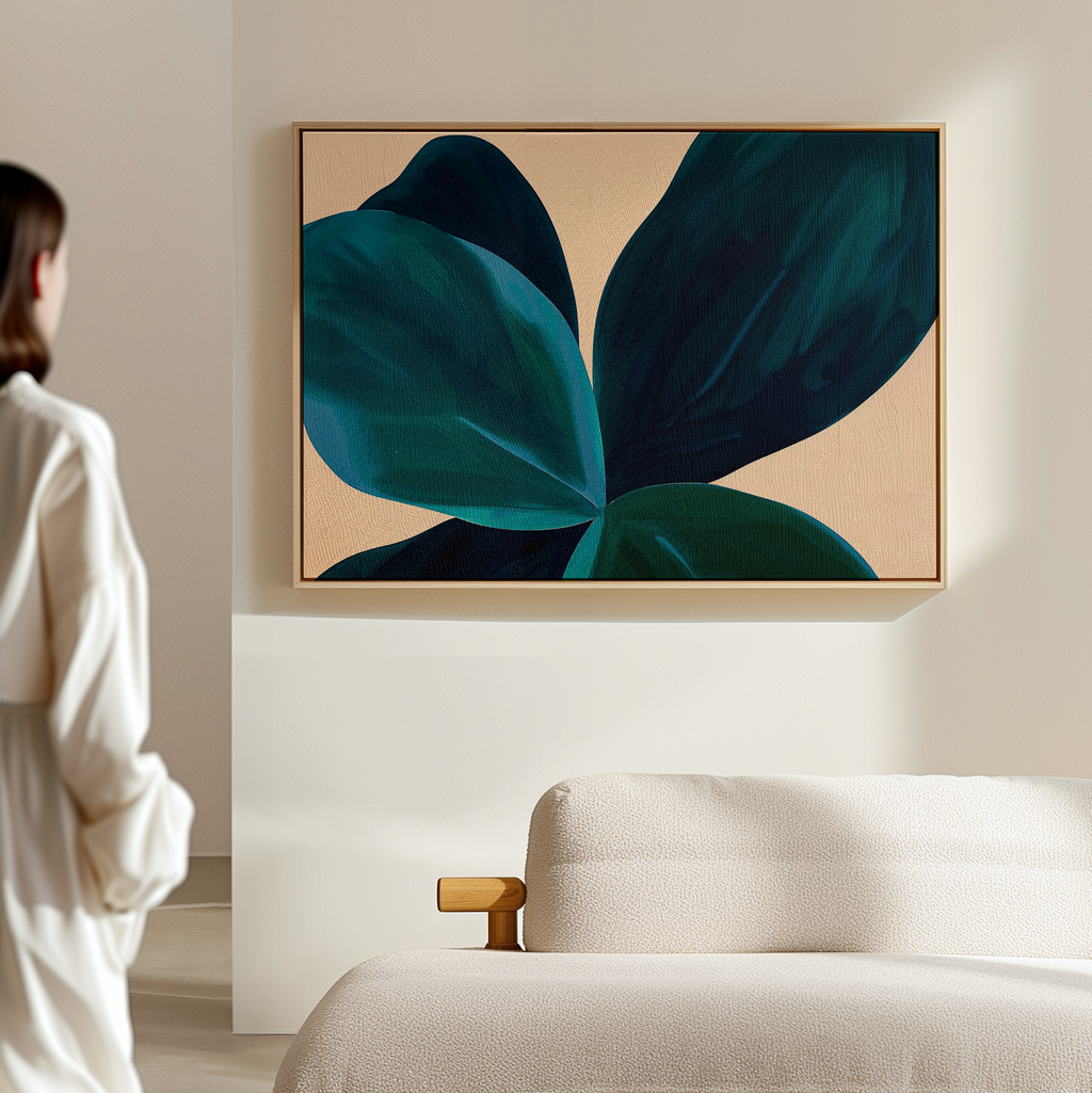 Midnight Tide – blue botanical canvas wall art print by Aspire Prints