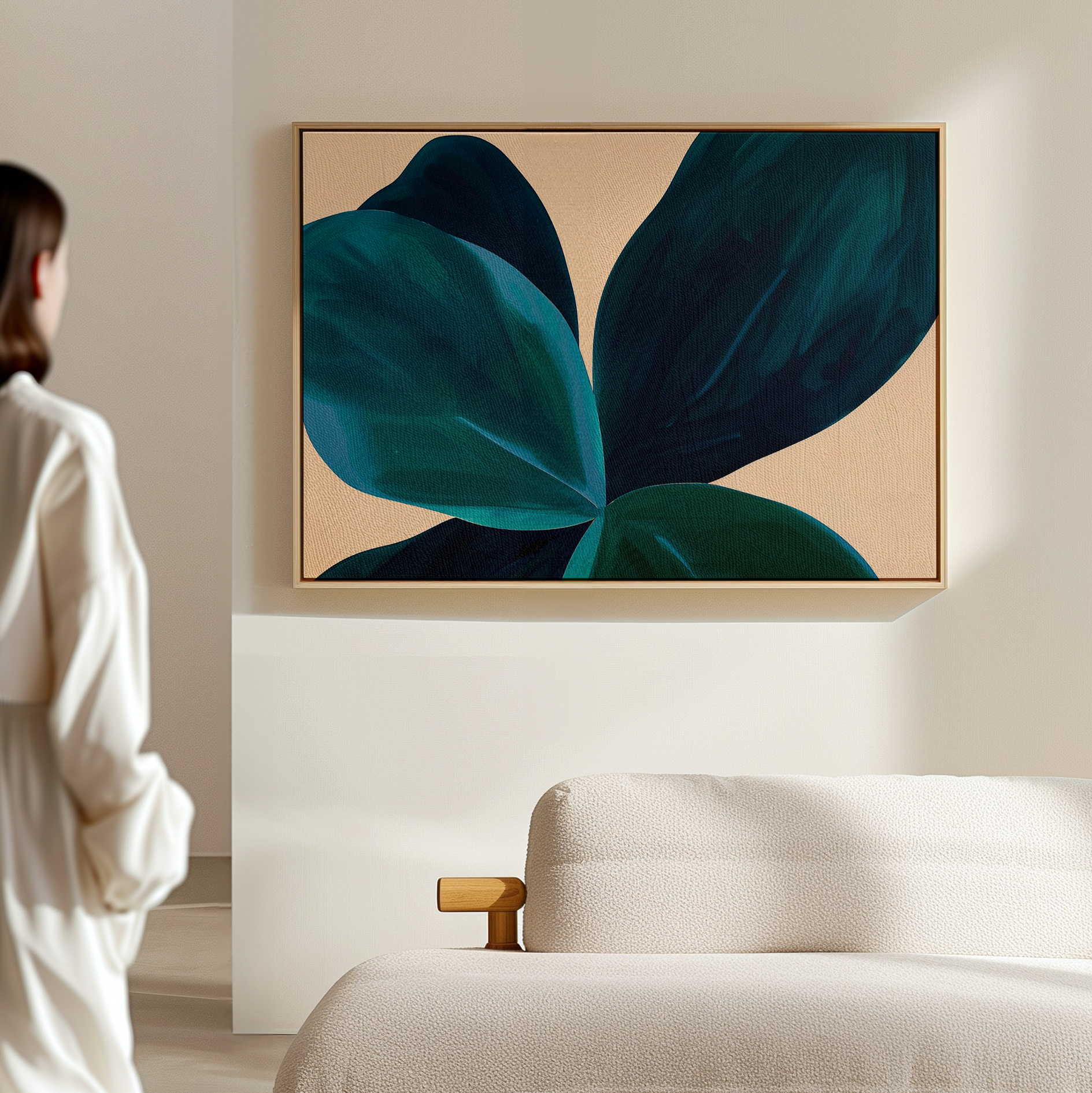 Midnight Tide – blue botanical canvas wall art print by Aspire Prints