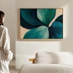 Verdant Whispers in Teal – blue botanical canvas wall art print by Aspire Prints