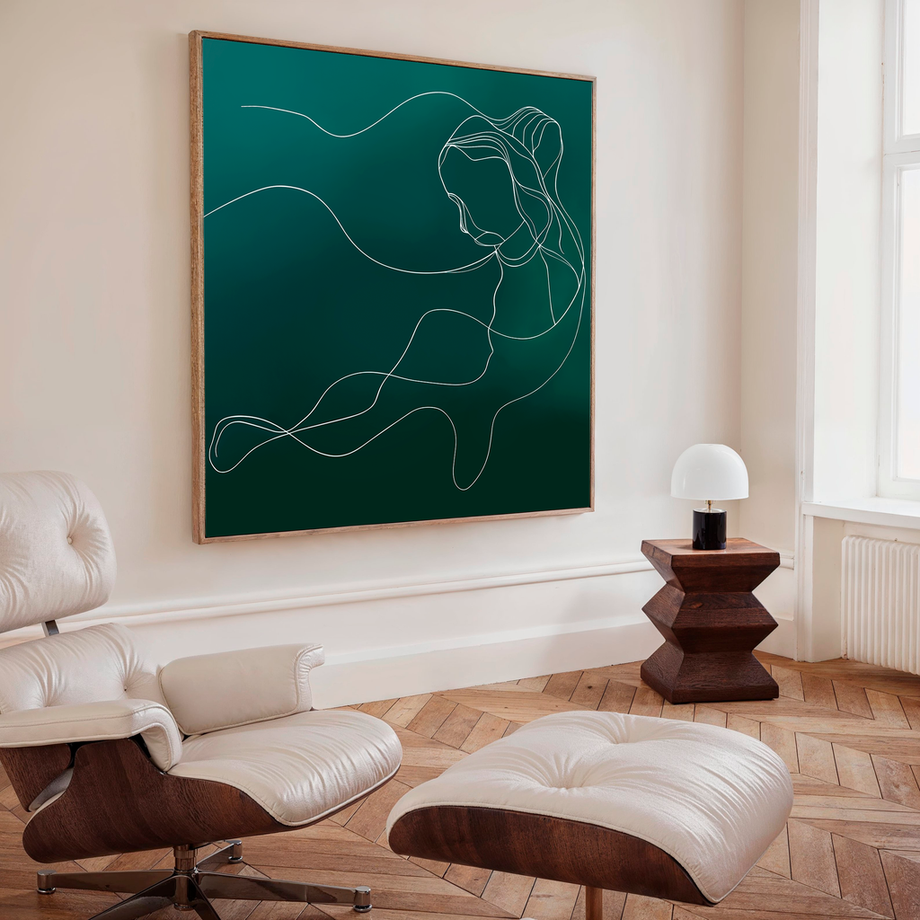 Whisper in Teal – blue abstract canvas wall art print by Aspire Prints