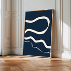 Whispers in Indigo – blue abstract canvas wall art print by Aspire Prints