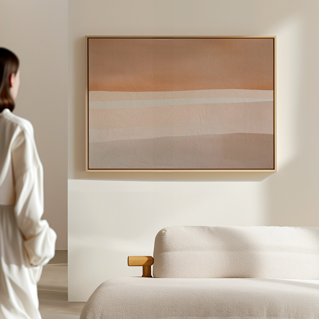 Whispers of the Dunes – beige and white abstract canvas wall art print by Aspire Prints