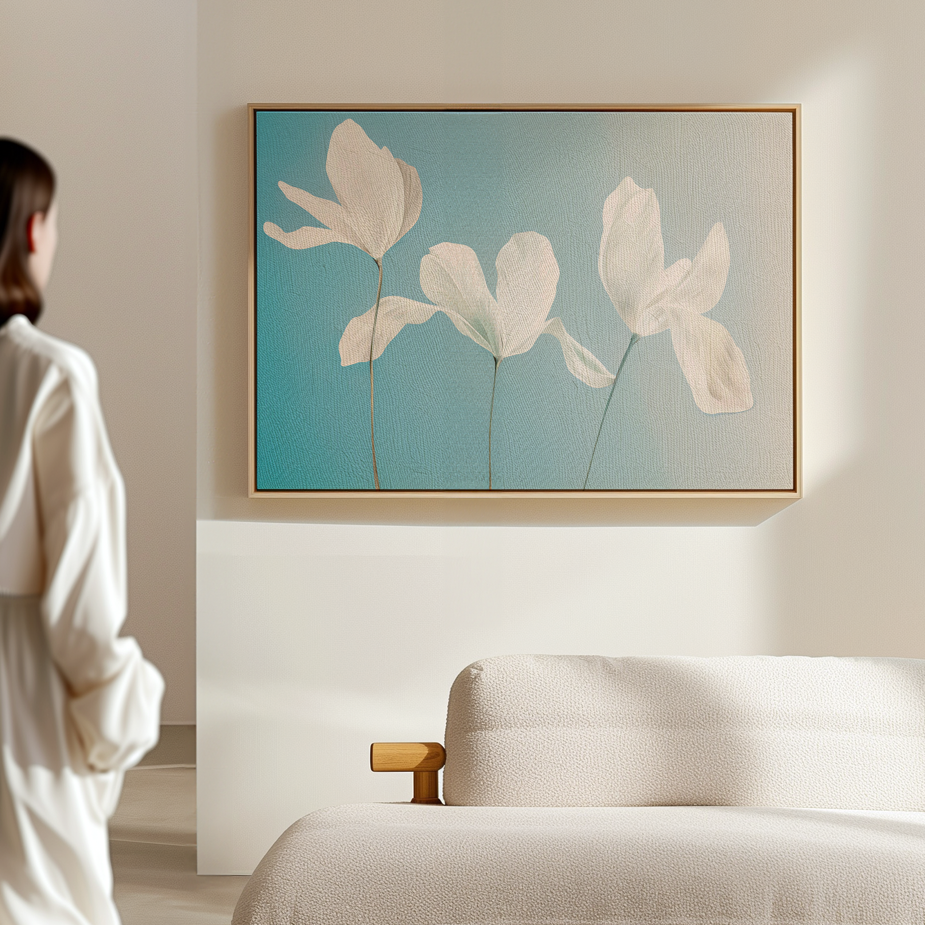 Whispers of Bloom in Twilight – blue botanical canvas wall art print by Aspire Prints