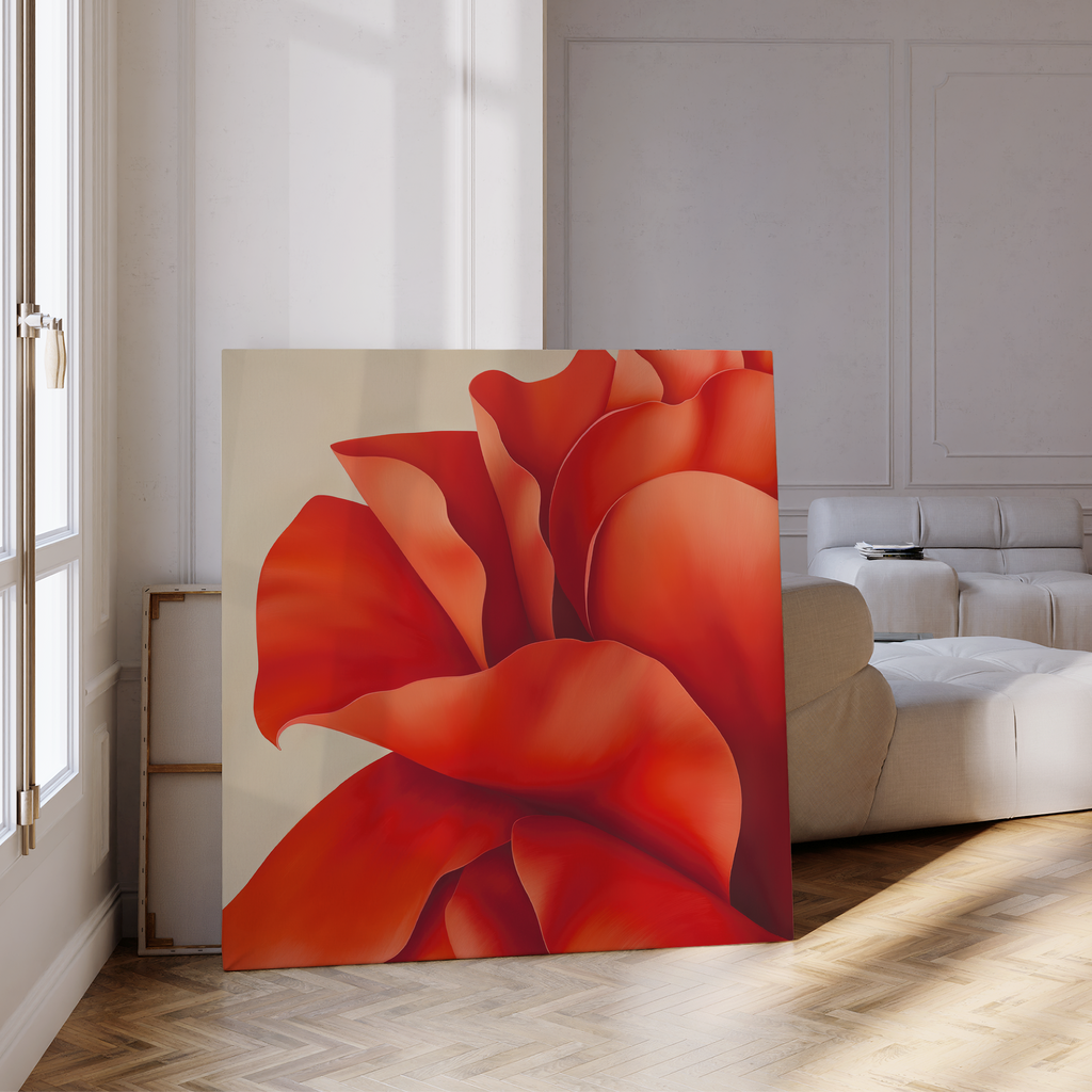 Crimson Bloom Whisper – red botanical canvas wall art print by Aspire Prints
