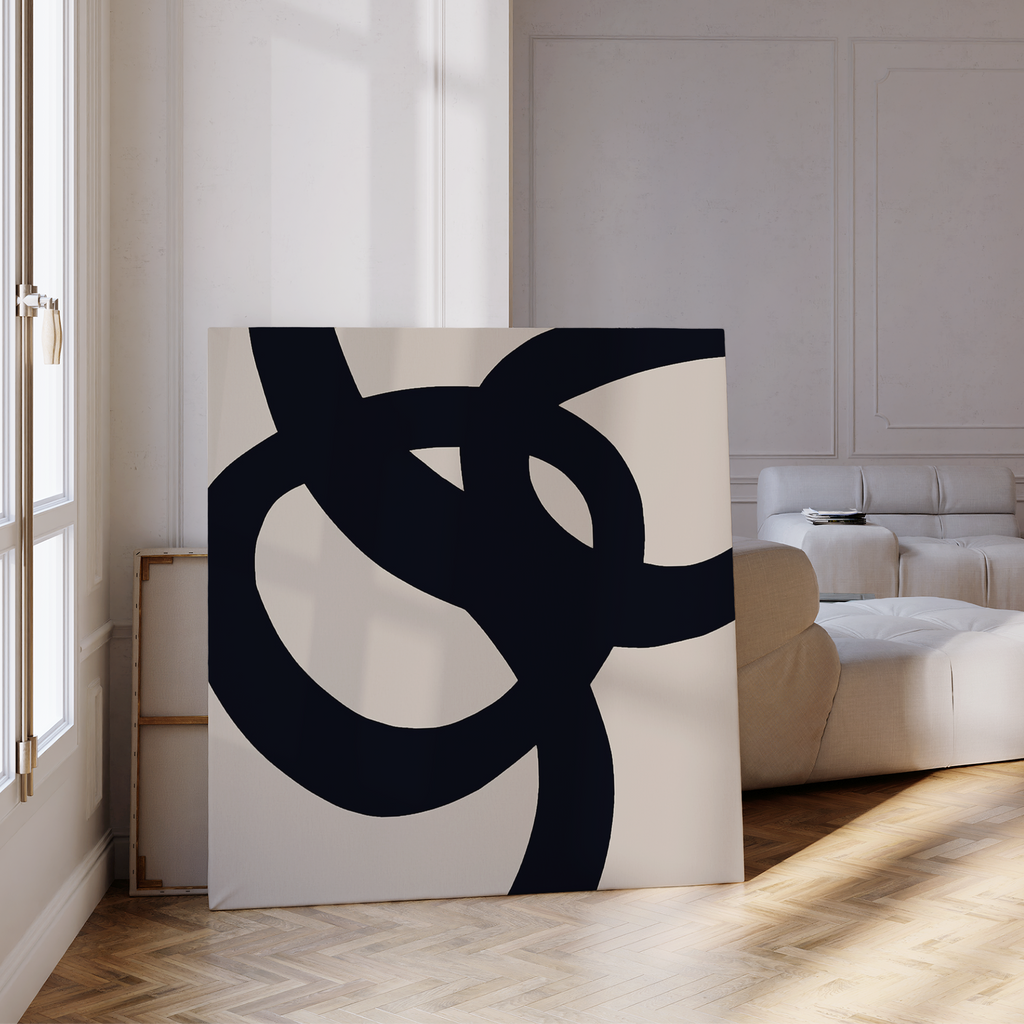Ink & Ember – black abstract canvas wall art print by Aspire Prints