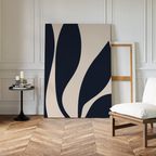 Midnight Foliage Whisper – blue botanical canvas wall art print by Aspire Prints