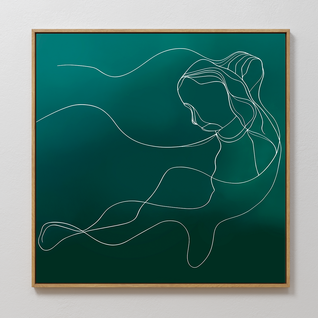 Whisper in Teal – blue abstract canvas wall art print by Aspire Prints