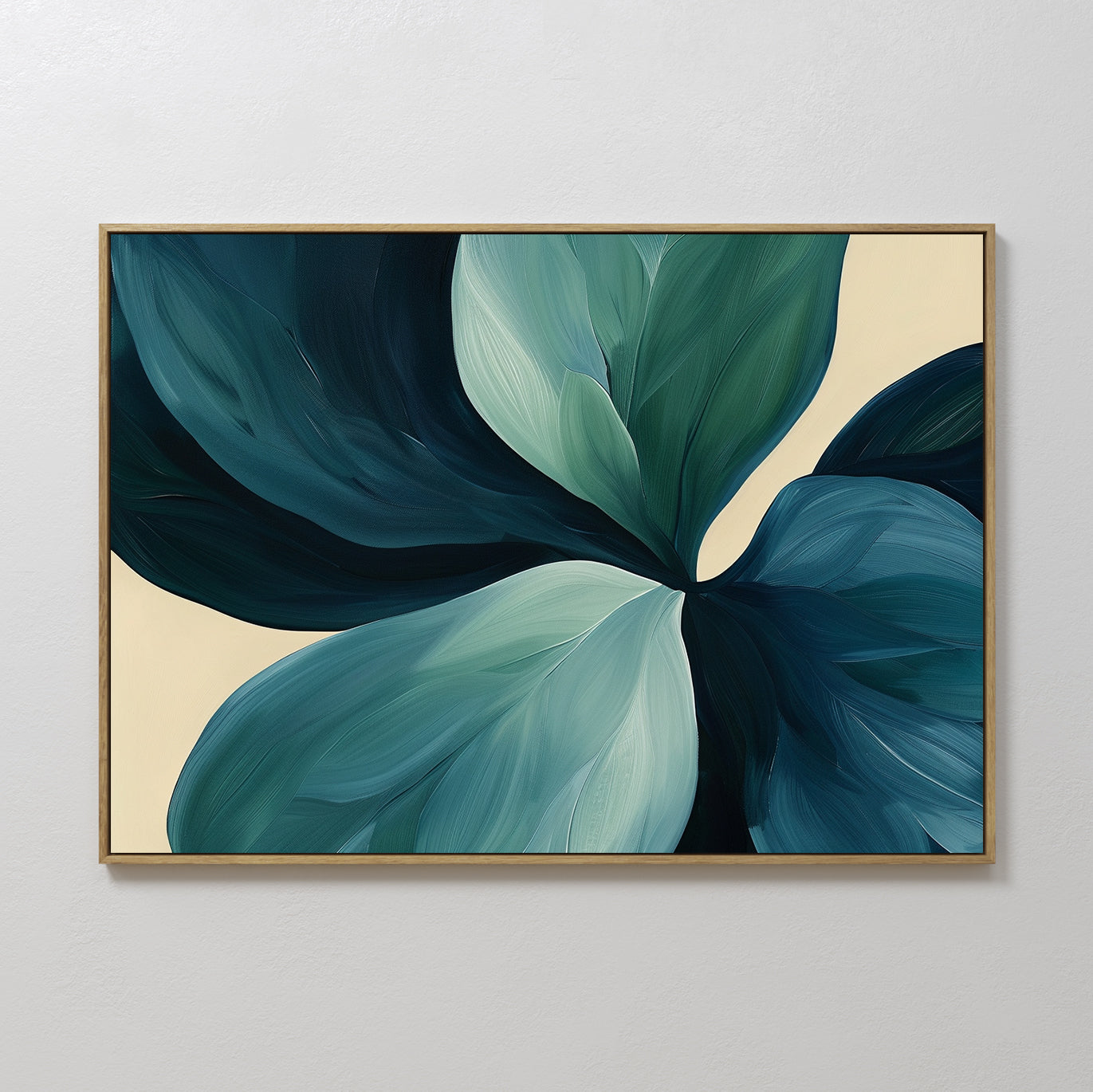 Verdant Whispers in Teal – blue botanical canvas wall art print by Aspire Prints
