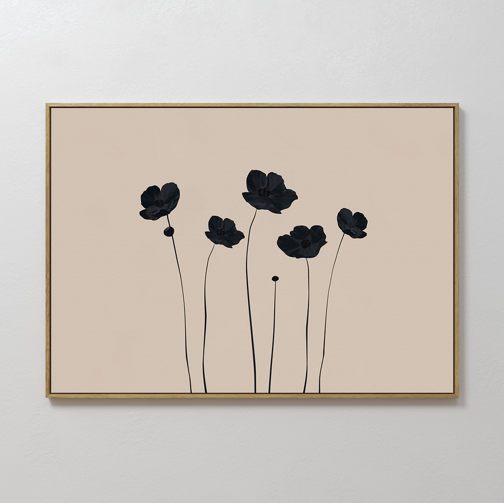 Whispers in Bloom – beige and white botanical canvas wall art print by Aspire Prints