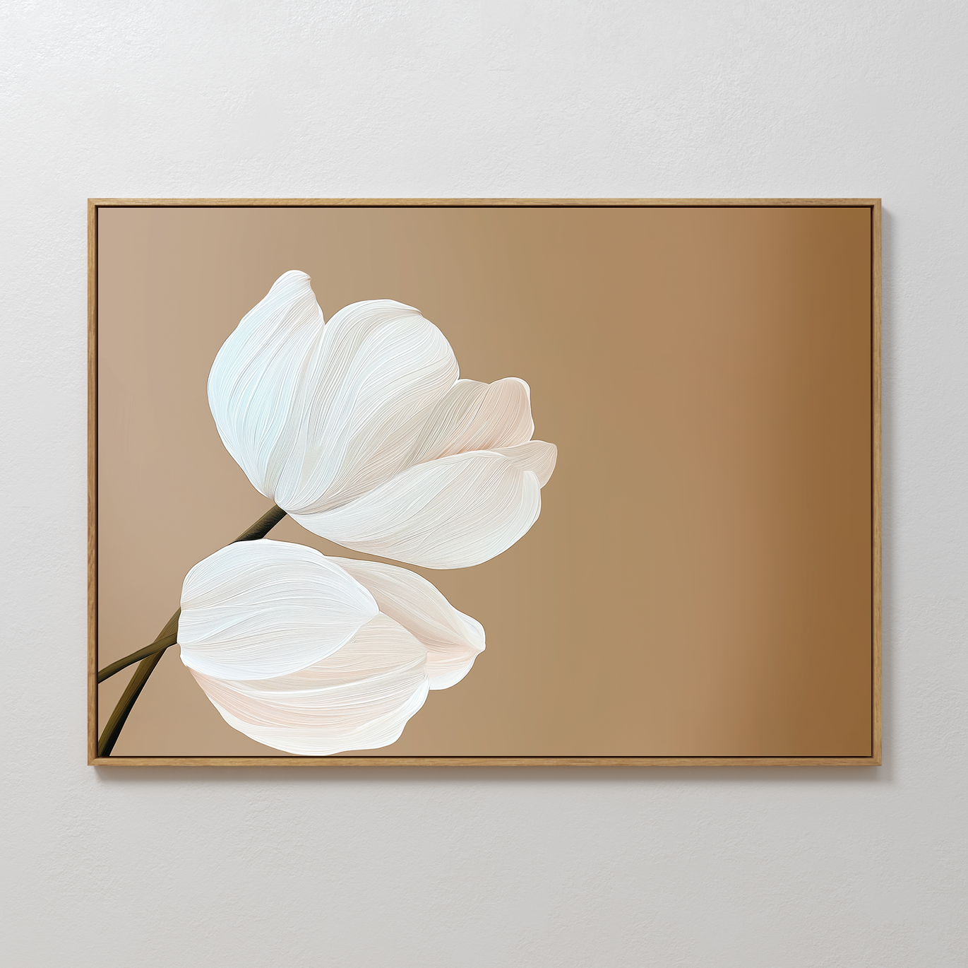 Whispers in Bloom – beige and white botanical canvas wall art print by Aspire Prints