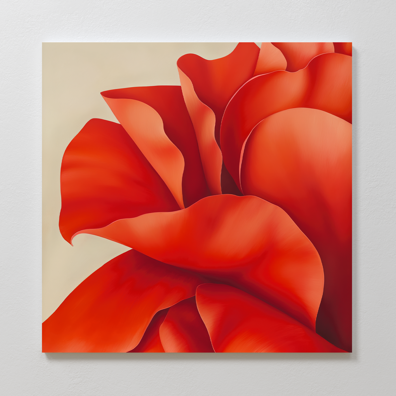 Crimson Bloom Whisper – red botanical canvas wall art print by Aspire Prints