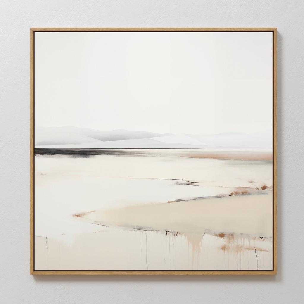 Whispering Hollow – beige and white landscape canvas wall art print by Aspire Prints