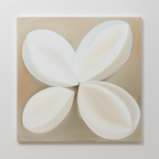 Whispering Petals at Dawn – beige and white botanical canvas wall art print by Aspire Prints