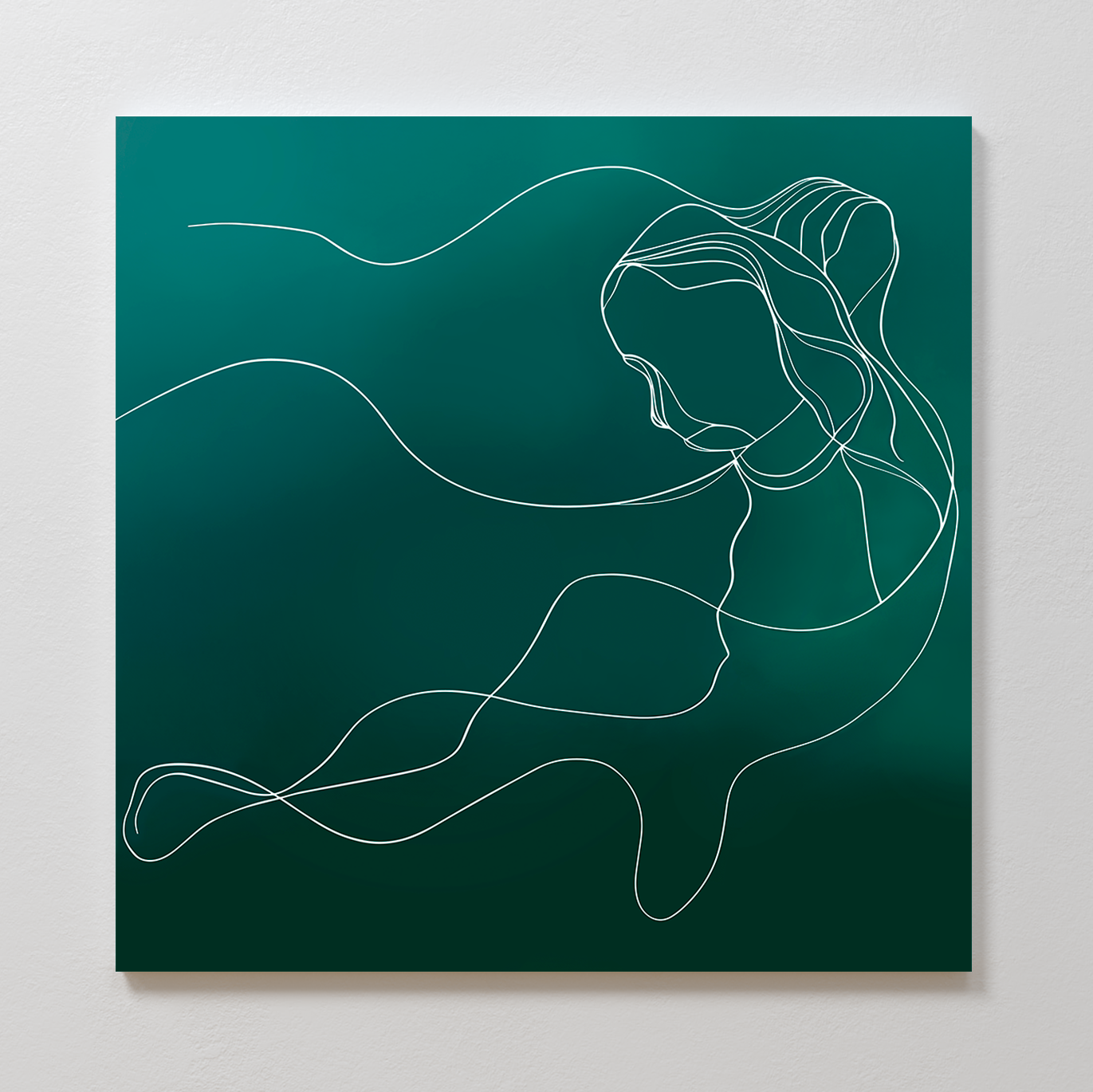 Whisper in Teal – blue abstract canvas wall art print by Aspire Prints